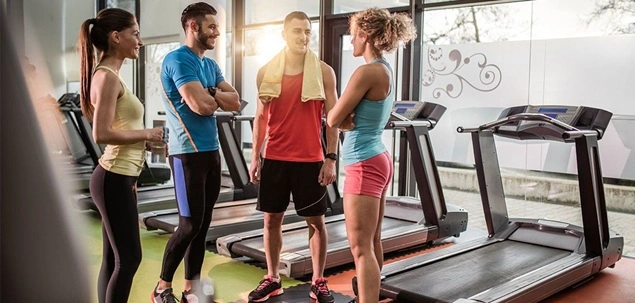 People talking at gym