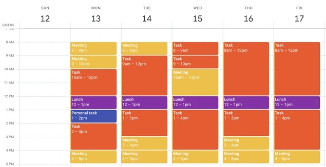 Task switching Timetable