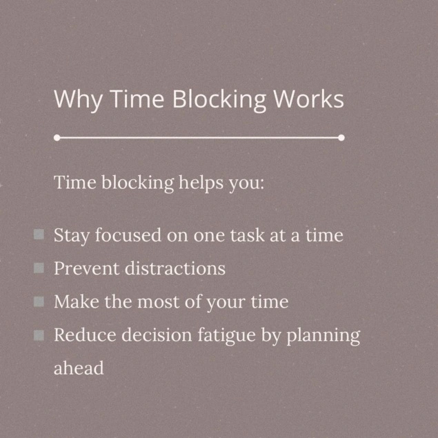 Time blocking reasons