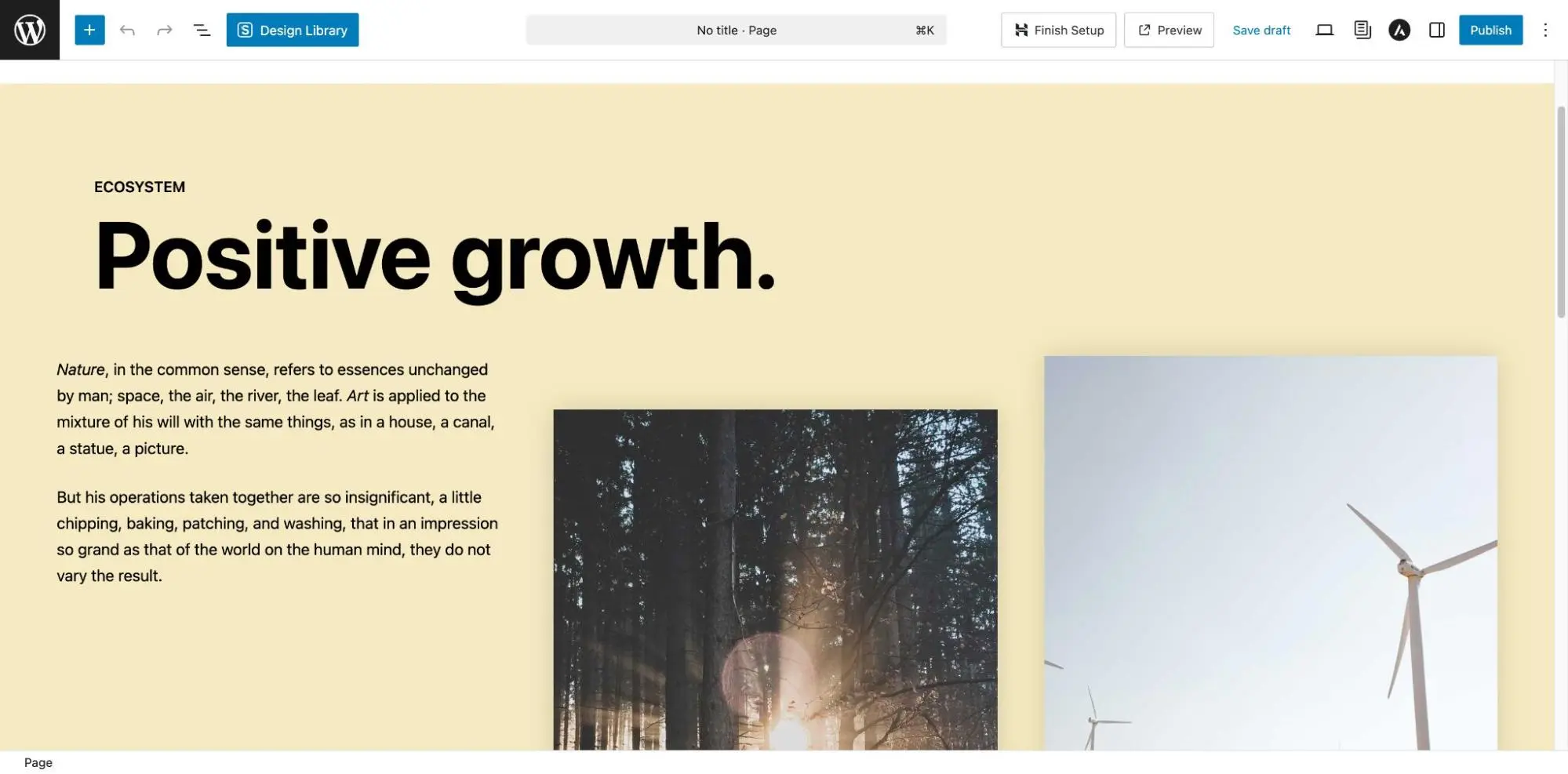 Website editor interface layout