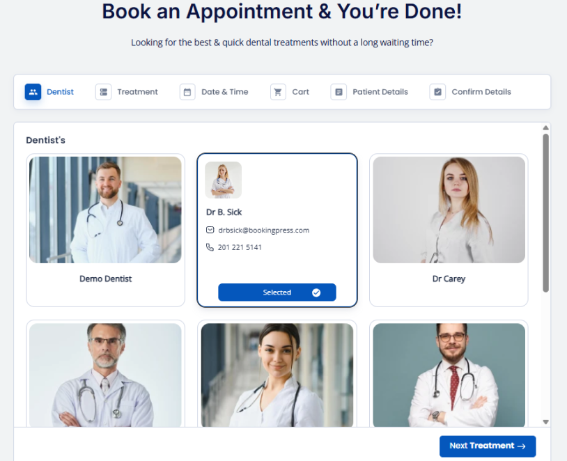 staff selection in appointment booking 